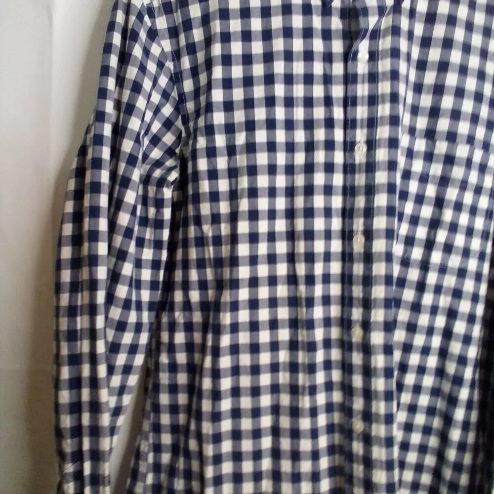 J Crew Shirt Men M Slim Button Down Long Sleeve Check Pattern Blue White